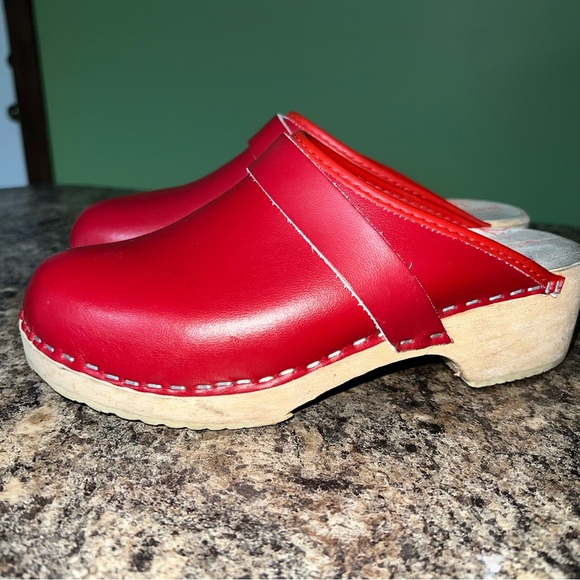 Red Leather Mules by Sanita - Picture 3 of 11
